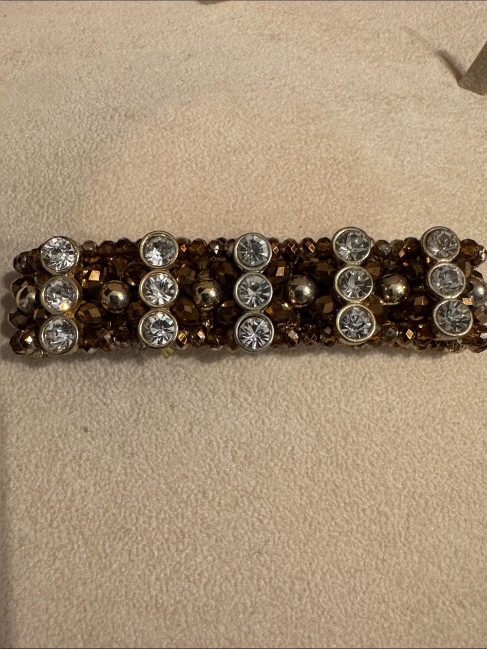 Vintage Brown and Clear Beaded Bracelet